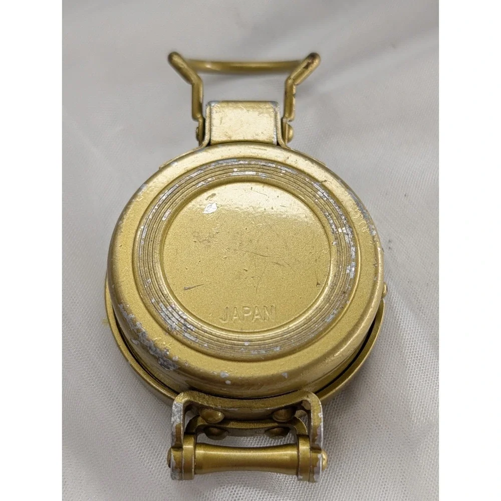 Gold Brass Style Lensatic Pocket Compass Japan Mid Century Hiking Gear Vintage